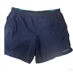 Vintage Speedo SPELLOUT Swim Trunks Mens Size XL Black Blue Pockets Drawstring